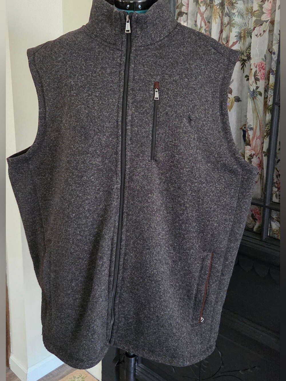 Polo Ralph Lauren Men's Dark Gray Zip-Front Fleece Vest 3X